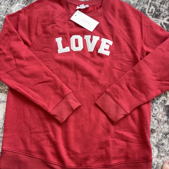 Tops - NEW Isabel Maternity Long Sleeve LOVE Embroidered Pullover Sweatshirt Size Small